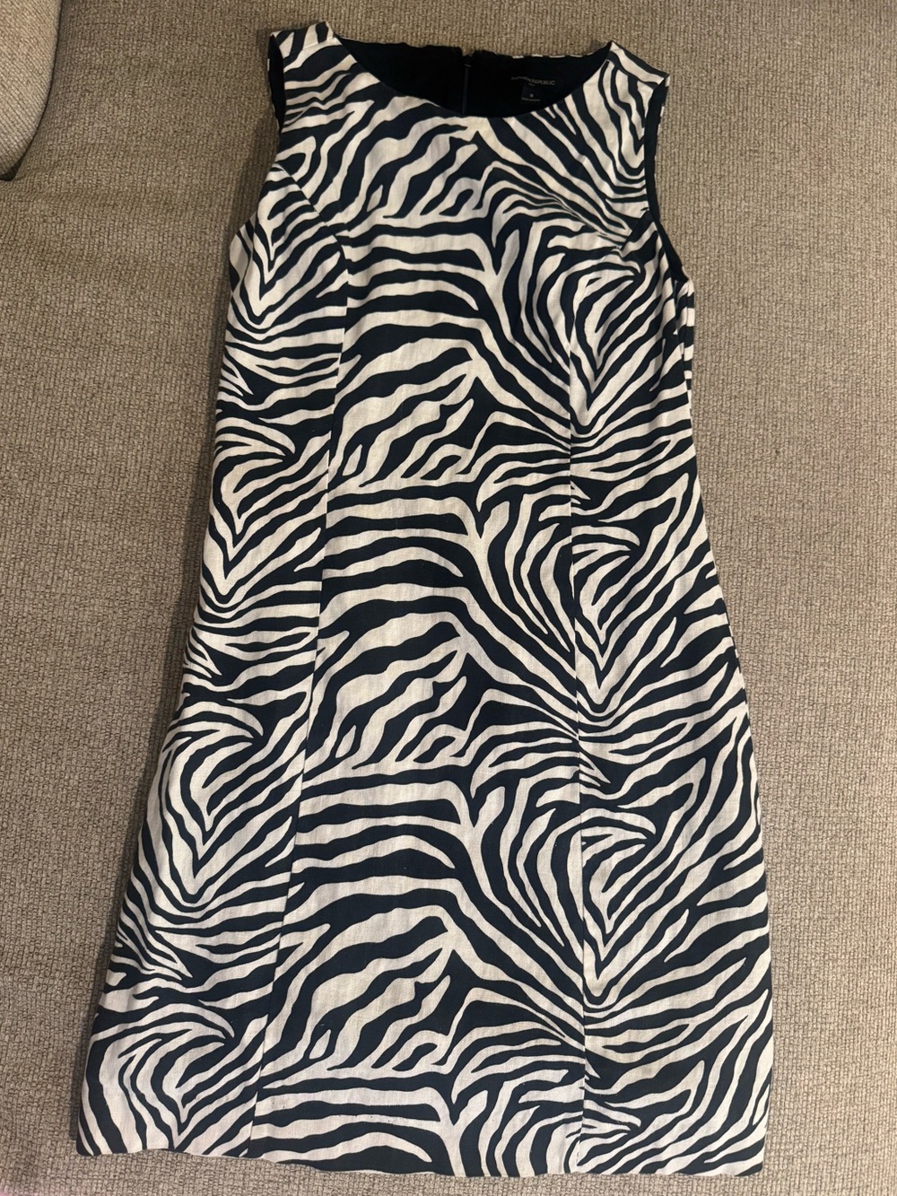Black & White Zebra Print Sleeveless Mini Dress- Banana Republic